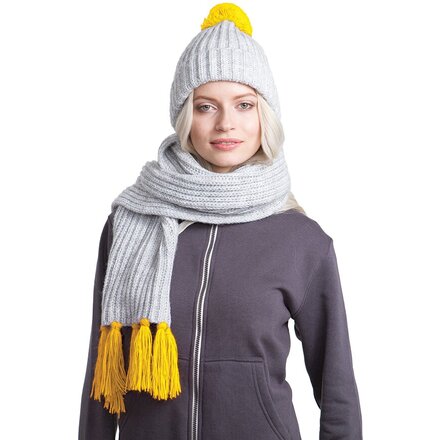Набор "GoSnow" серый меланж/желтый: шарф и шапка