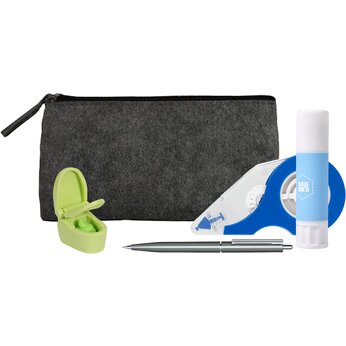 Набор подарочный: пенал "FELTY", ручка "Point Polished", корректор, клей, ластик