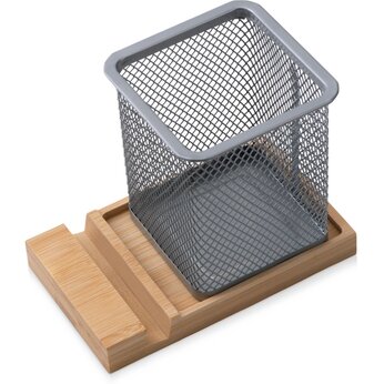 Подставка для ручек и телефона «Fika», серебристый, натуральный