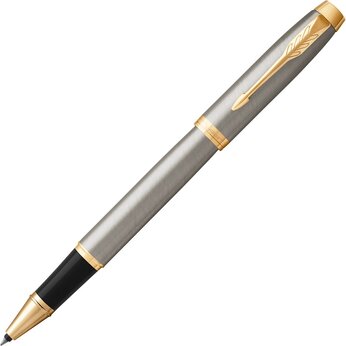 Ручка роллер «Parker IM Core Brushed Metal GT», серебристый/золотистый