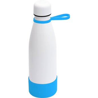 Термобутылка  "Olivia To Go" с манжетой, белый/голубой