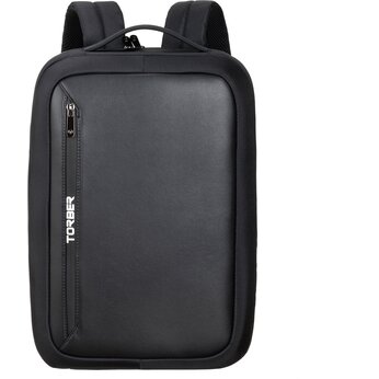 Рюкзак TORBER VOYAGE с отделением для ноутбука 15,6'', черный, нейлон/микрофибра, 30x12x42 см, 14л