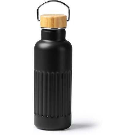 Термобутылка NOBUK из переработанной нержавеющей стали , с бамбуковой крышкой, черный