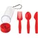 Набор "Pocket" с карабином, красный: нож, вилка и ложка