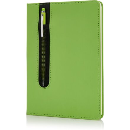 Блокнот "Deluxe" с ручкой-стилусом зеленый/черный