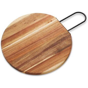 Деревянная круглая доска из акации с металлической ручкой "Кира"