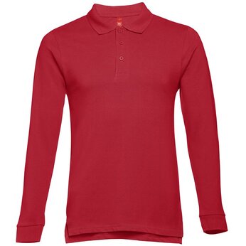 Рубашка-поло мужская "Bern" 210, S, с длинным рукавом, бордовый