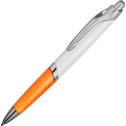 Ручка шариковая автоматическая "Призма" белый/оранжевый