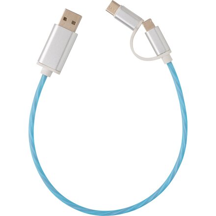 Кабель USB для зарядки устройств "P302.295" с подсветкой, 3 в 1, синий