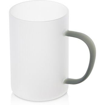 Стеклянная матовая кружка "Акцент" с цветной ручкой для сублимации, черный