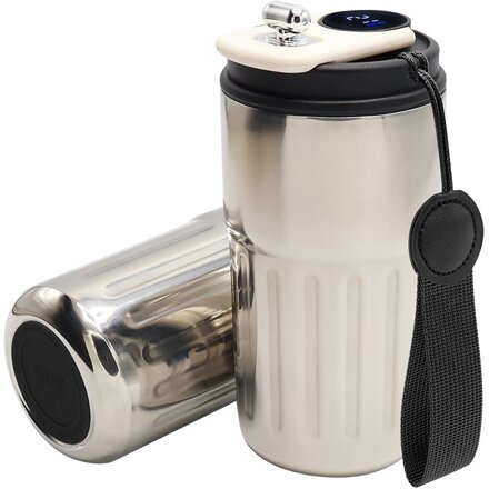 Кружка термическая "Ashly To Go" с дисплеем, серебристый/чёрный