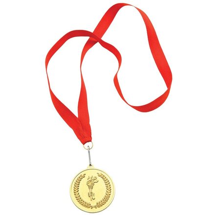 Медаль наградная на ленте "Золото" золотистый