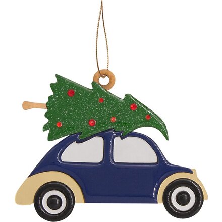 Игрушка елочная "Машинка", синий/золотистый/зеленый