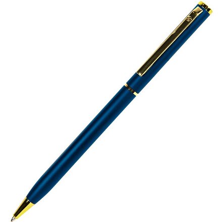 Ручка шариковая автоматическая "Slim" глянцевый сизый/золотистый
