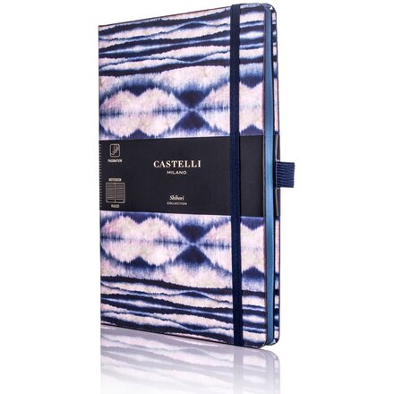 Блокнот "Shibori Mist" белый/синий, срез синий