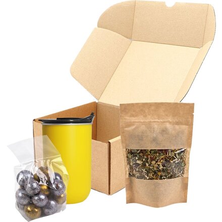 Набор подарочный: Кружка термическая "Light", чай листовой, драже, коробка подарочная