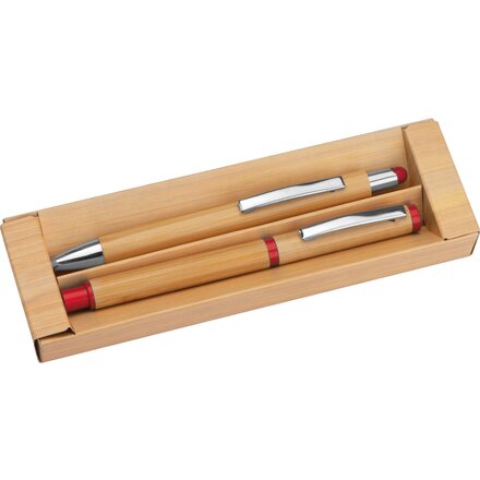 Набор "1255805" красный: ручка шариковая автоматическая и роллер