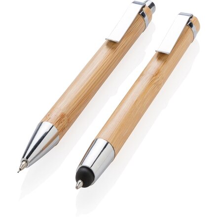 Набор "Bamboo" коричневый/серебристый: ручка шариковая автоматическая и карандаш автоматический