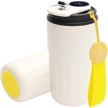 Кружка термическая "Ashly To Go" с дисплеем, белый/жёлтый