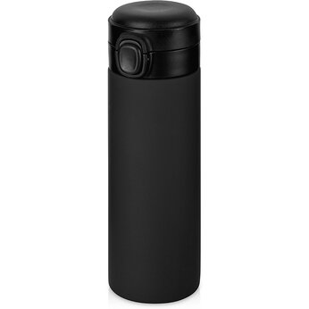 Вакуумная термокружка Waterline c кнопкой «Guard», 400 мл, тубус, черный