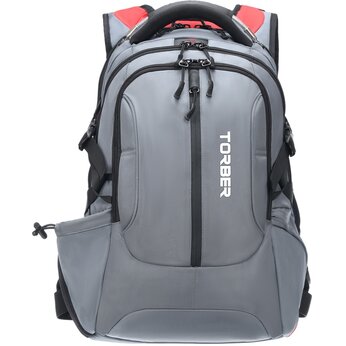 Рюкзак TORBER DRIVE с отделением для ноутбука 15", серый/красный, полиэстер 1680D, 36x17x50 см, 30 л