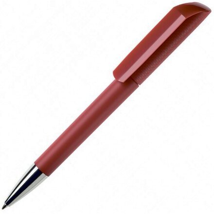 Ручка шариковая автоматическая "Flow T-GOM C CR" софт-тач, красный/серебристый