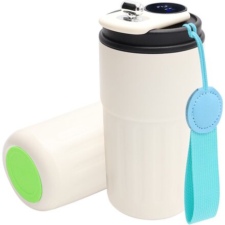 Кружка термическая "Ashly To Go" с дисплеем, белый/бирюзовый/светло-зелёный