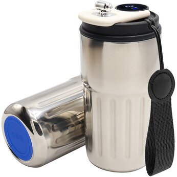 Кружка термическая "Ashly To Go" с дисплеем, серебристый/чёрный/темно-синий