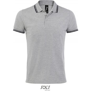 Рубашка-поло мужская "Pasadena Men" 200, 3XL, серый меланж/темно-синий