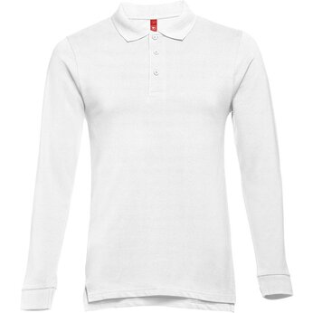 Рубашка-поло мужская "Bern" 210, XXL, с длинным рукавом, белый